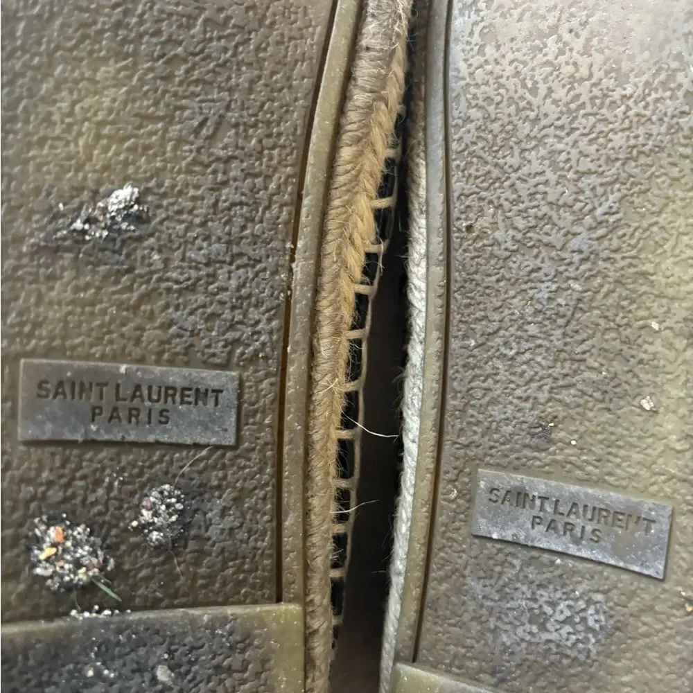 ysl logo flats SAINT LAURENT Lambskin Monogram Espadrilles wedges driving shoes